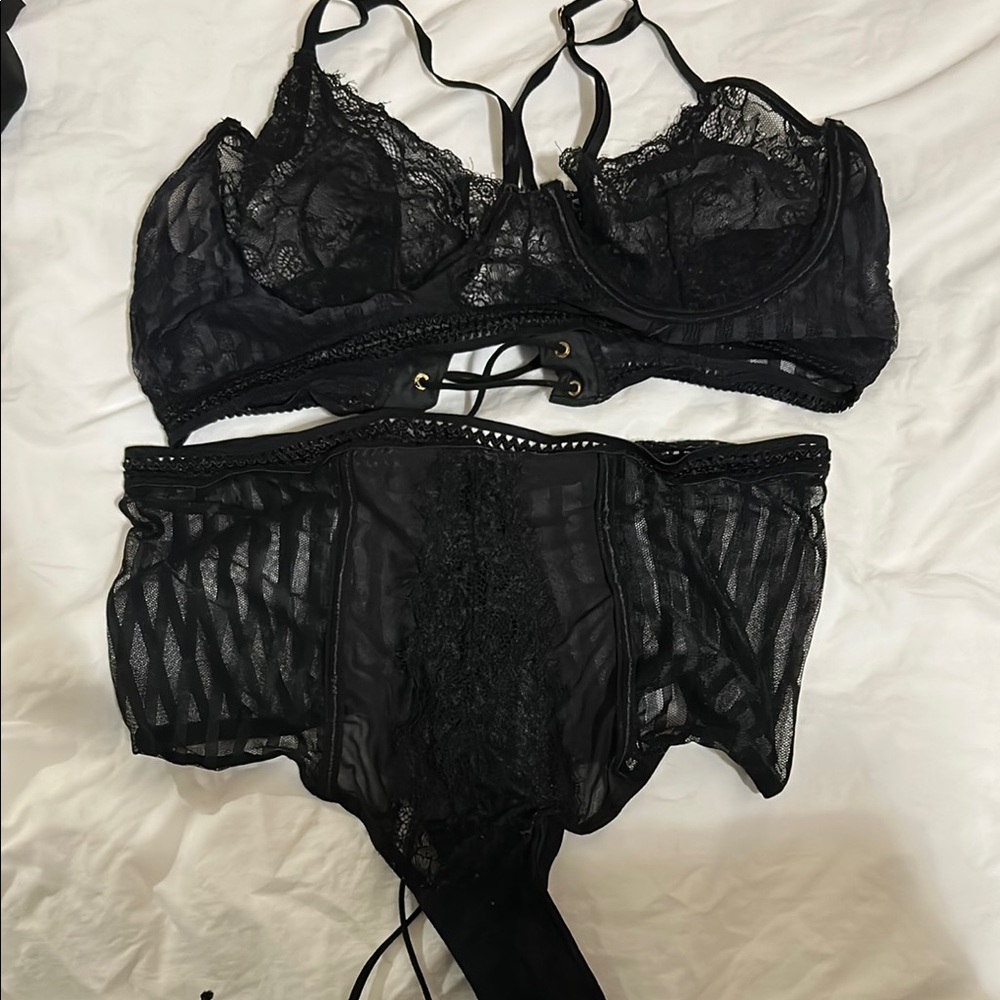 Fenty X Savage Elegant Black Lace Lingerie Set